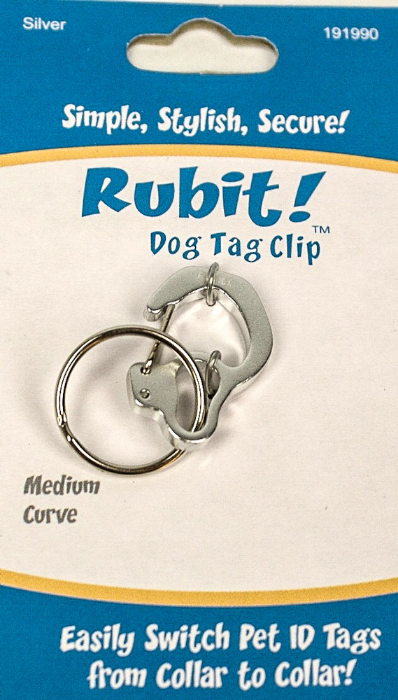 rubit dog tag clip in silver medium curve